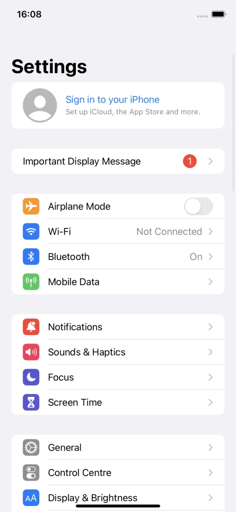 important display message settings