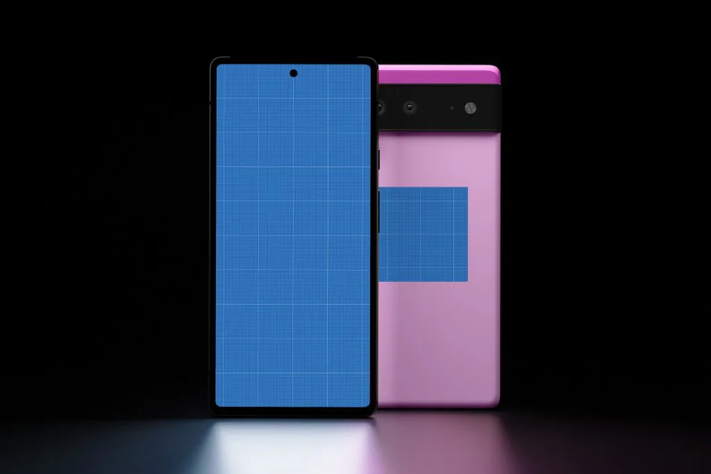 Two Google Pixel smartphones, front and back